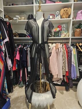 Sheer Woman's Long Robe With Hood - Women Intimates